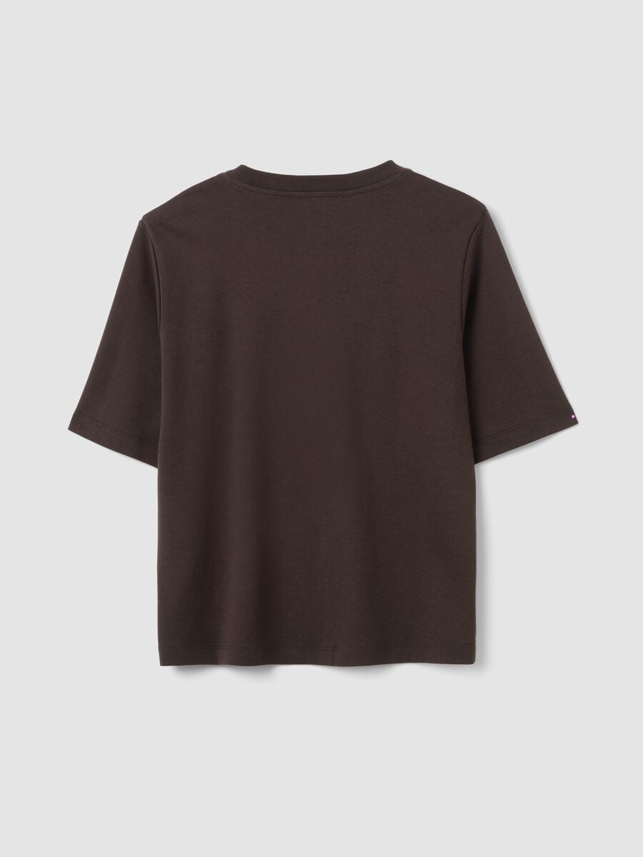 Brown boxy-fit T-shirt in a cotton&ndash;viscose blend_1