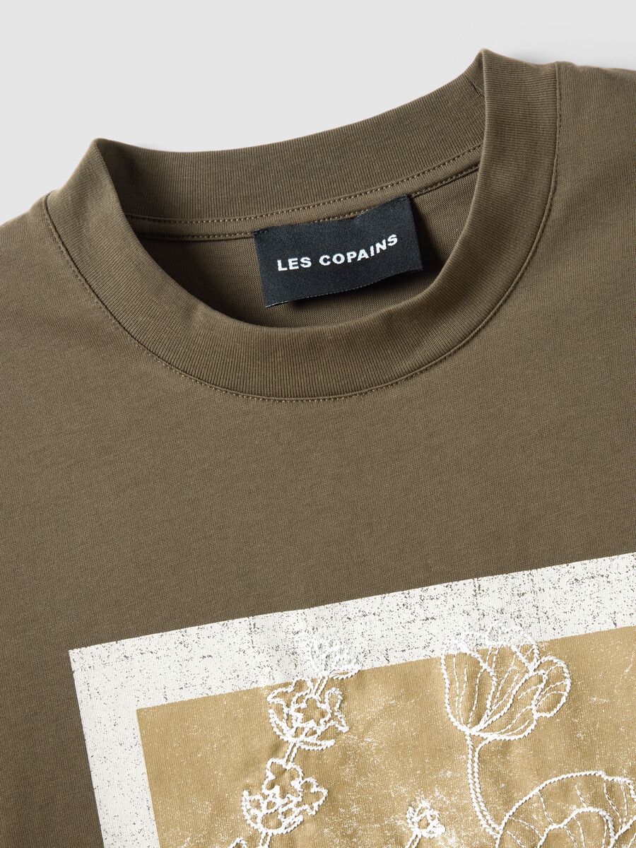 Green pure cotton regular fit T-shirt with floral print_1