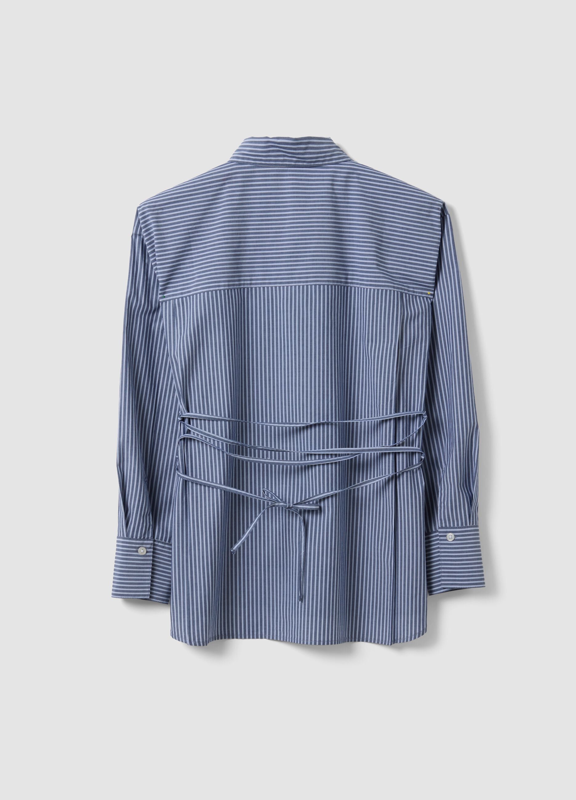 Blau gestreiftes Hemd aus Popeline aus reiner Baumwolle, Regular Fit