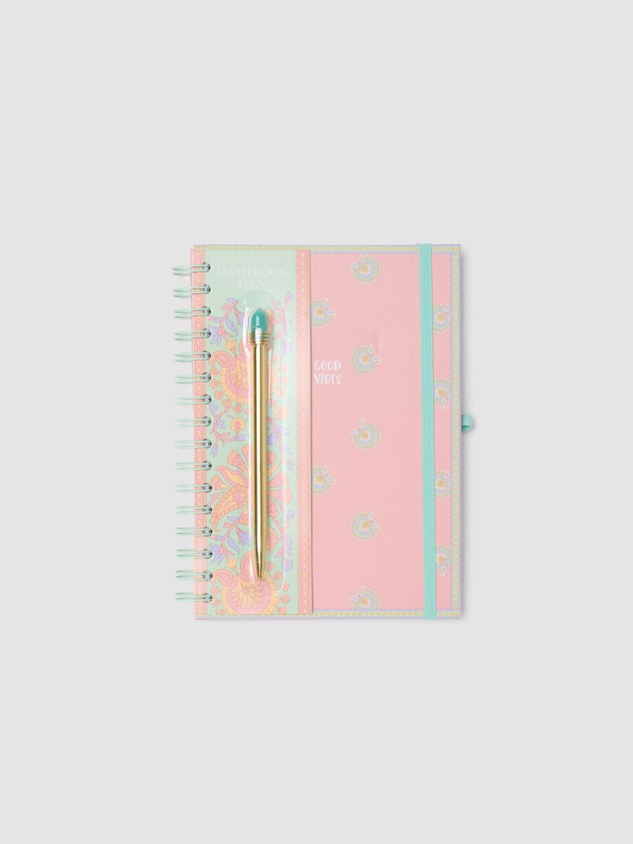Pink spiral notebook and pen set_0