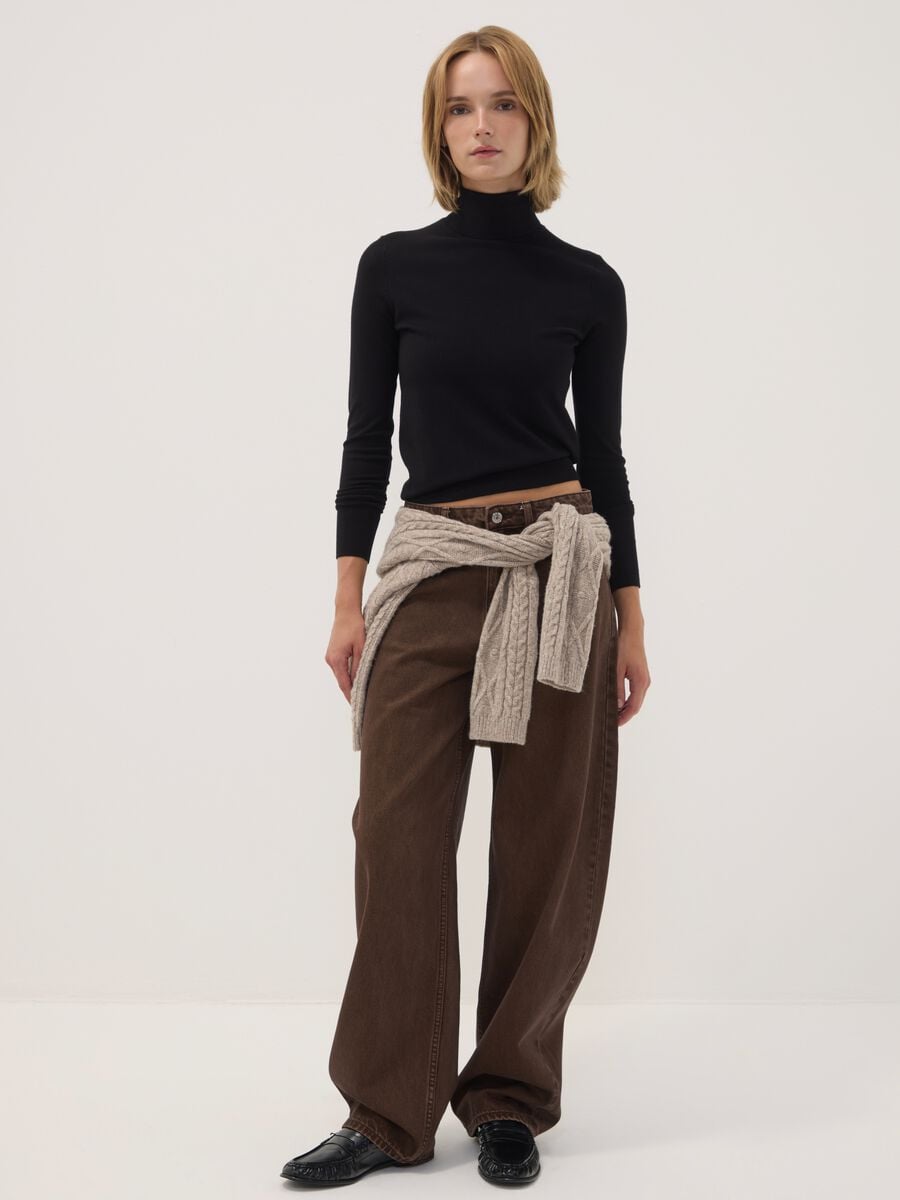 Jeans marroni in puro cotone barrel fit_0