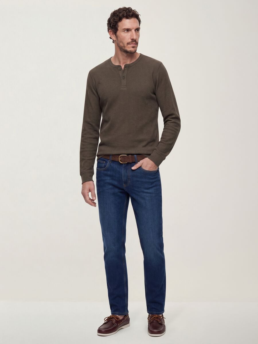 Blue denim jeans in stretch cotton, regular fit_1