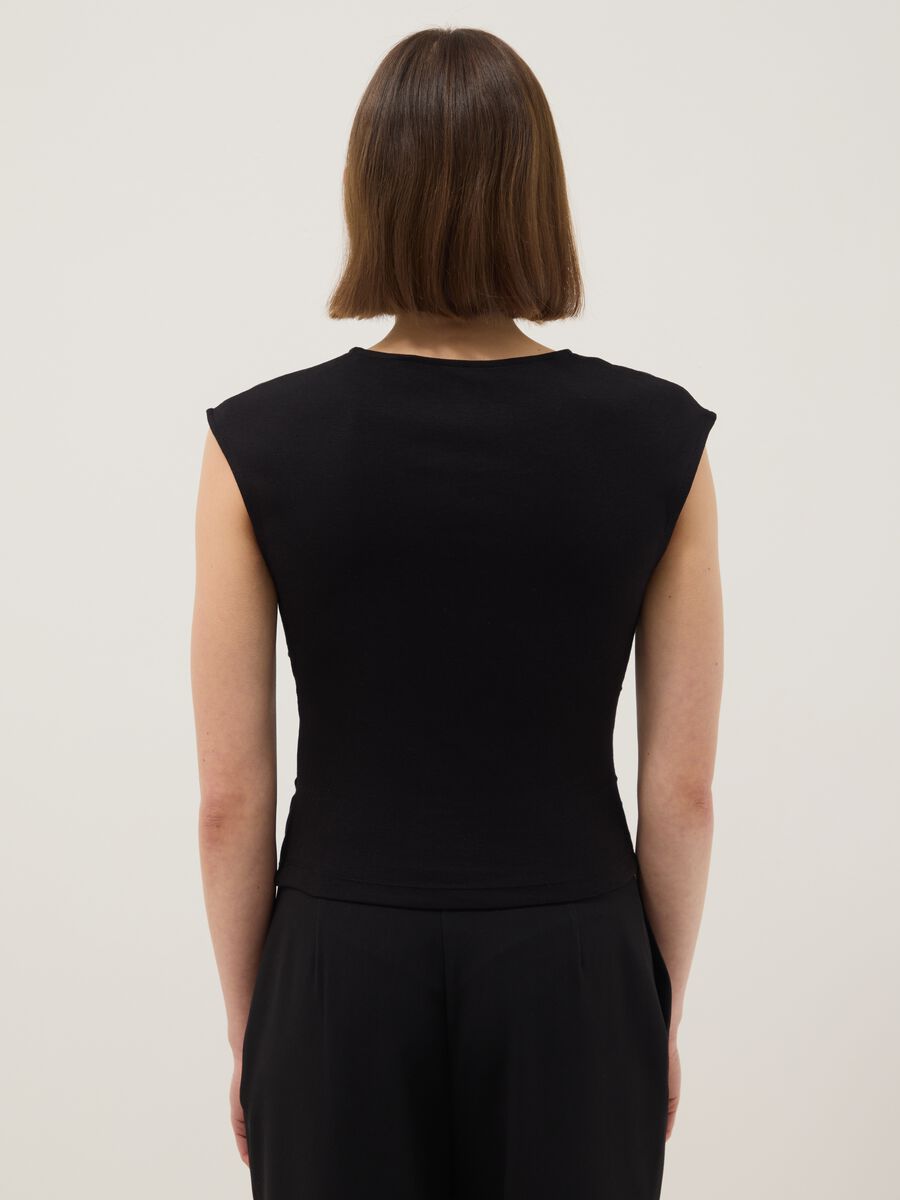 Black pure cotton regular fit tank top_2