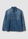 Blue pure cotton denim shirt, regular fit_0