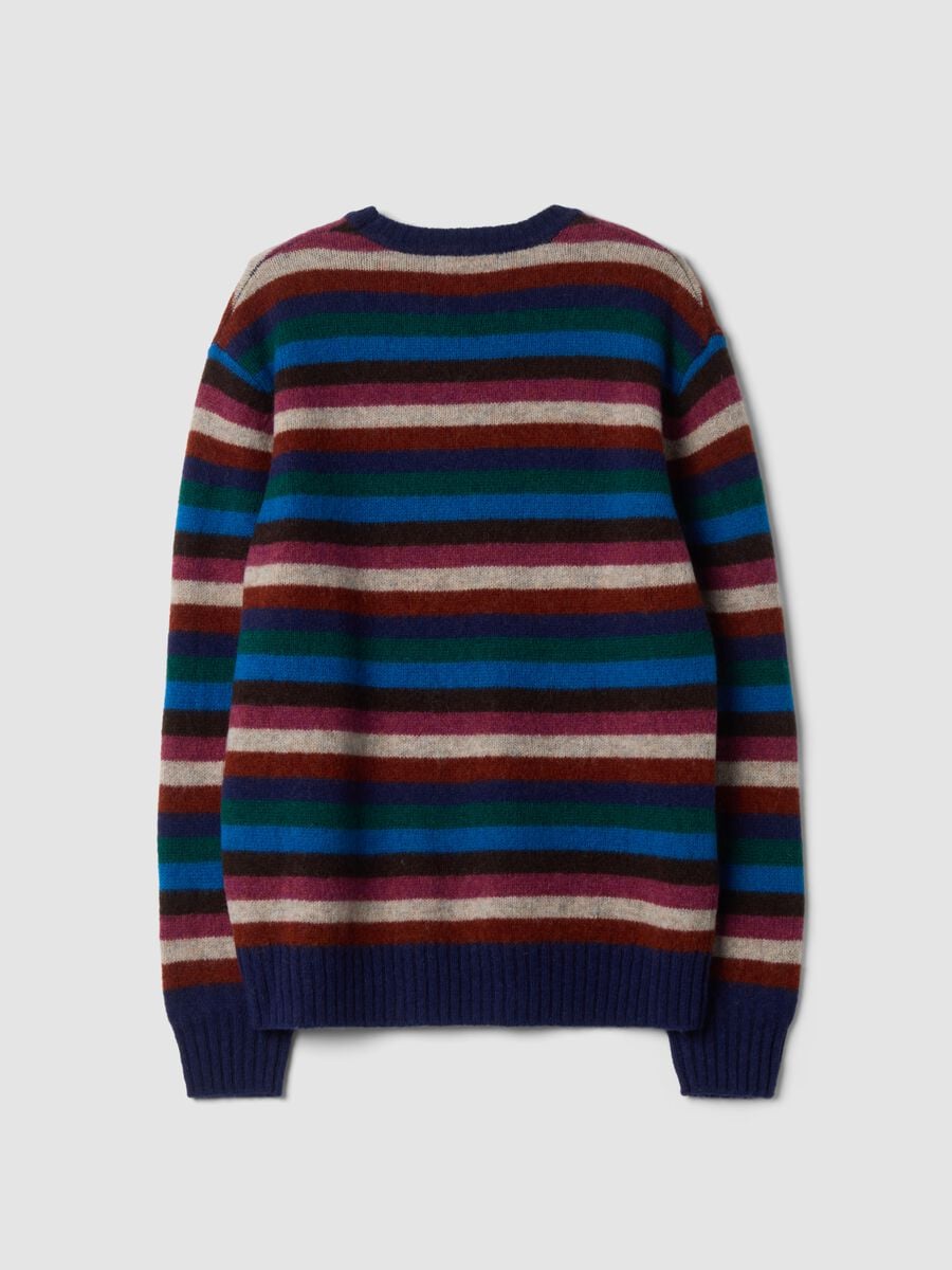 Navy striped pure wool crew-neck jumper_1