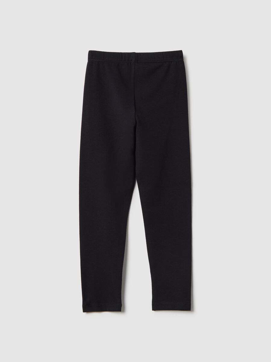 Girls' Slim Fit Black Stretch Cotton Leggings_1