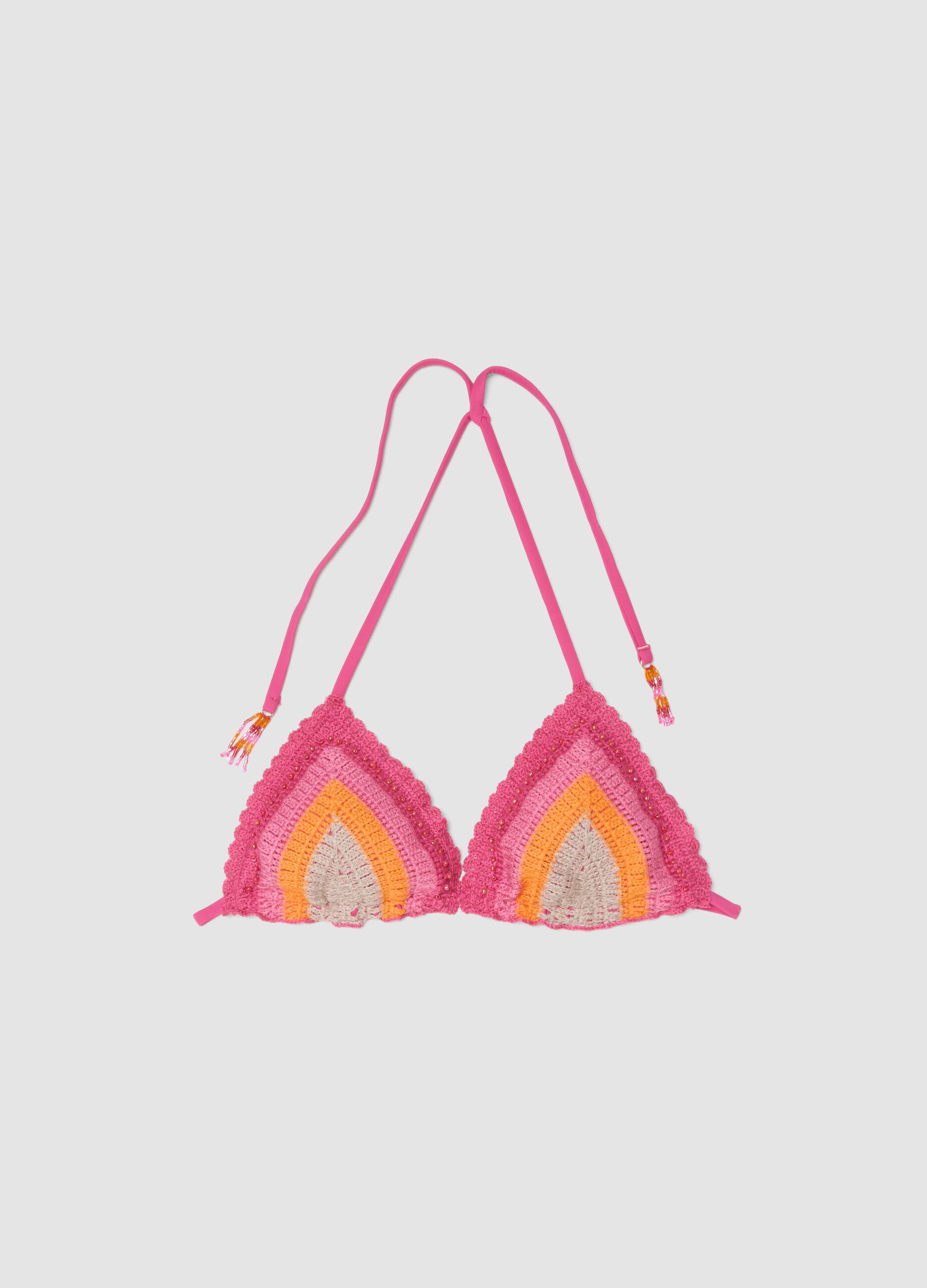 Pink triangle bikini top