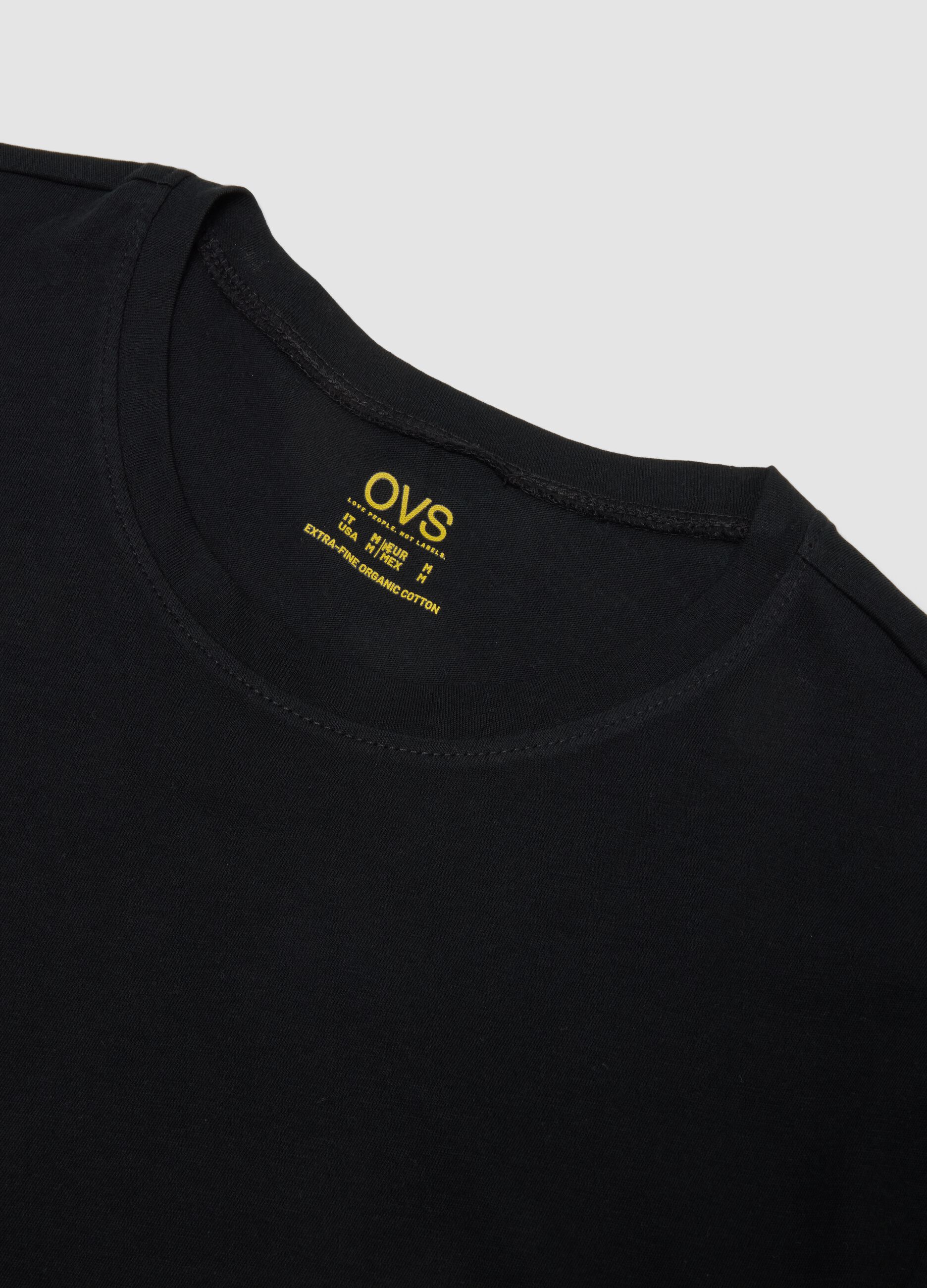 Two-pack of black crew-neck T-shirts in pure extra-fine cotton