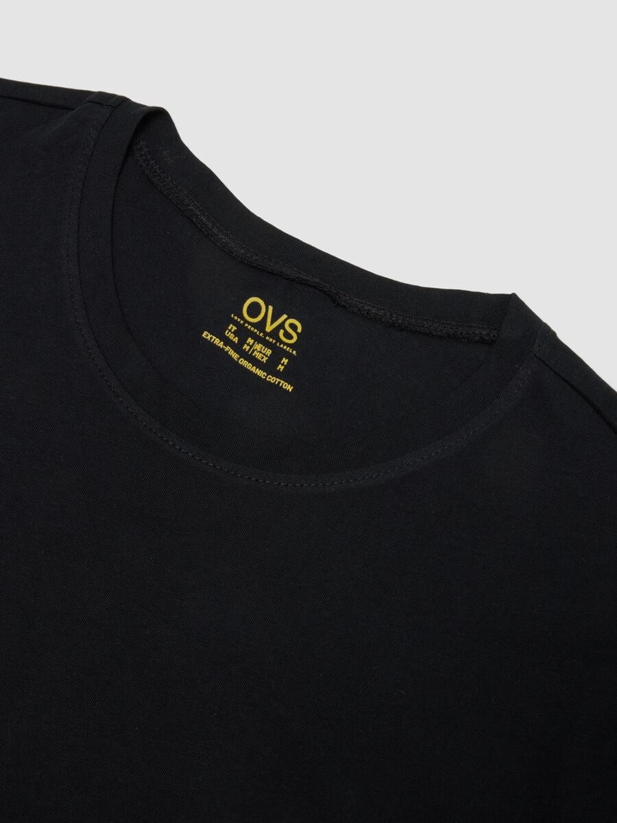 Two-pack of black crew-neck T-shirts in pure extra-fine cotton_5
