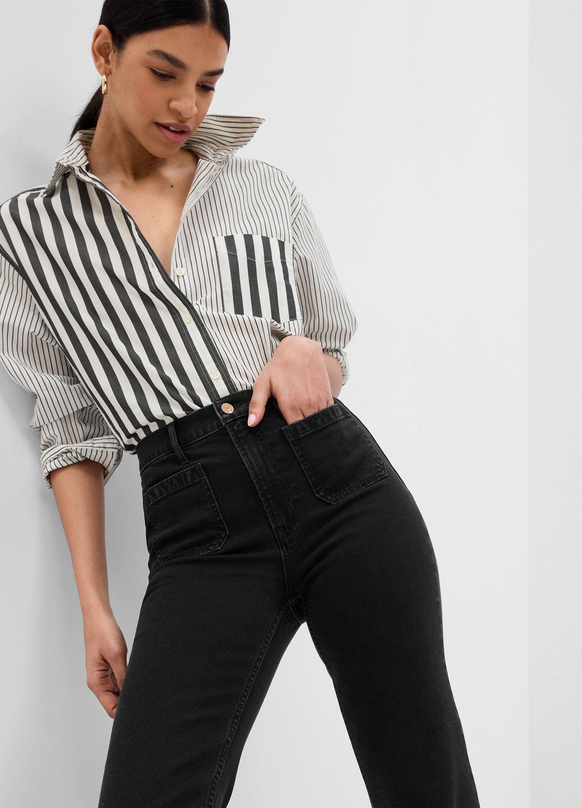 Flare-fit high-rise jeans