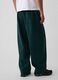 Pantaloni verdi in misto cotone con gamba ampia_2