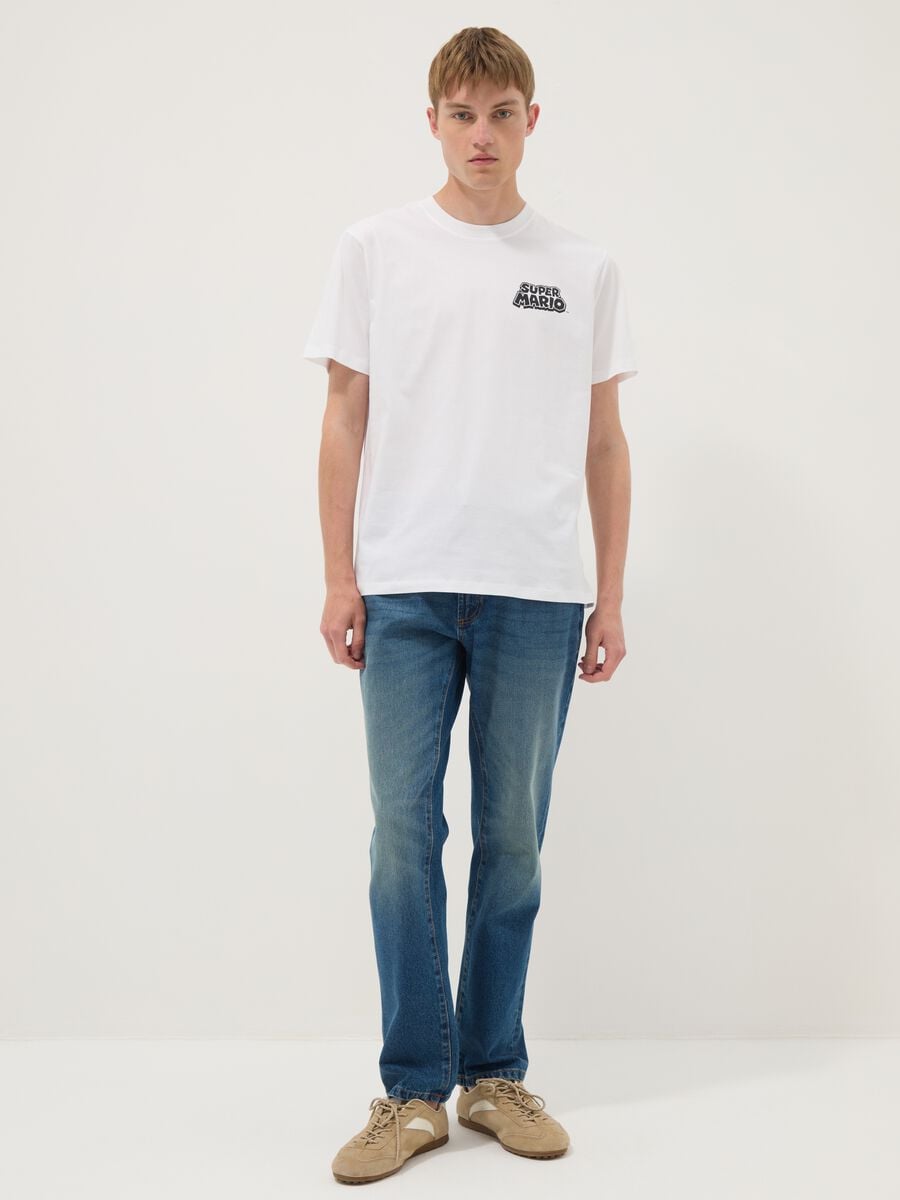 White short-sleeve pure cotton T-shirt, regular fit_1