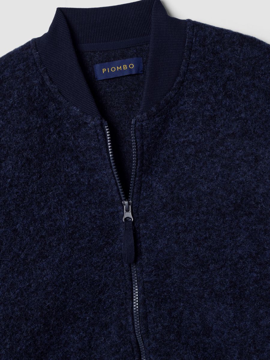 Blue wool-blend sweatshirt with ribbed collar_1