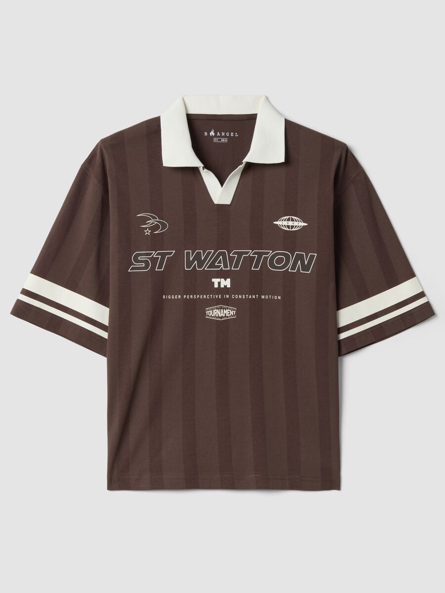 Polo marr&oacute;n de algod&oacute;n puro con cuello cl&aacute;sico_4