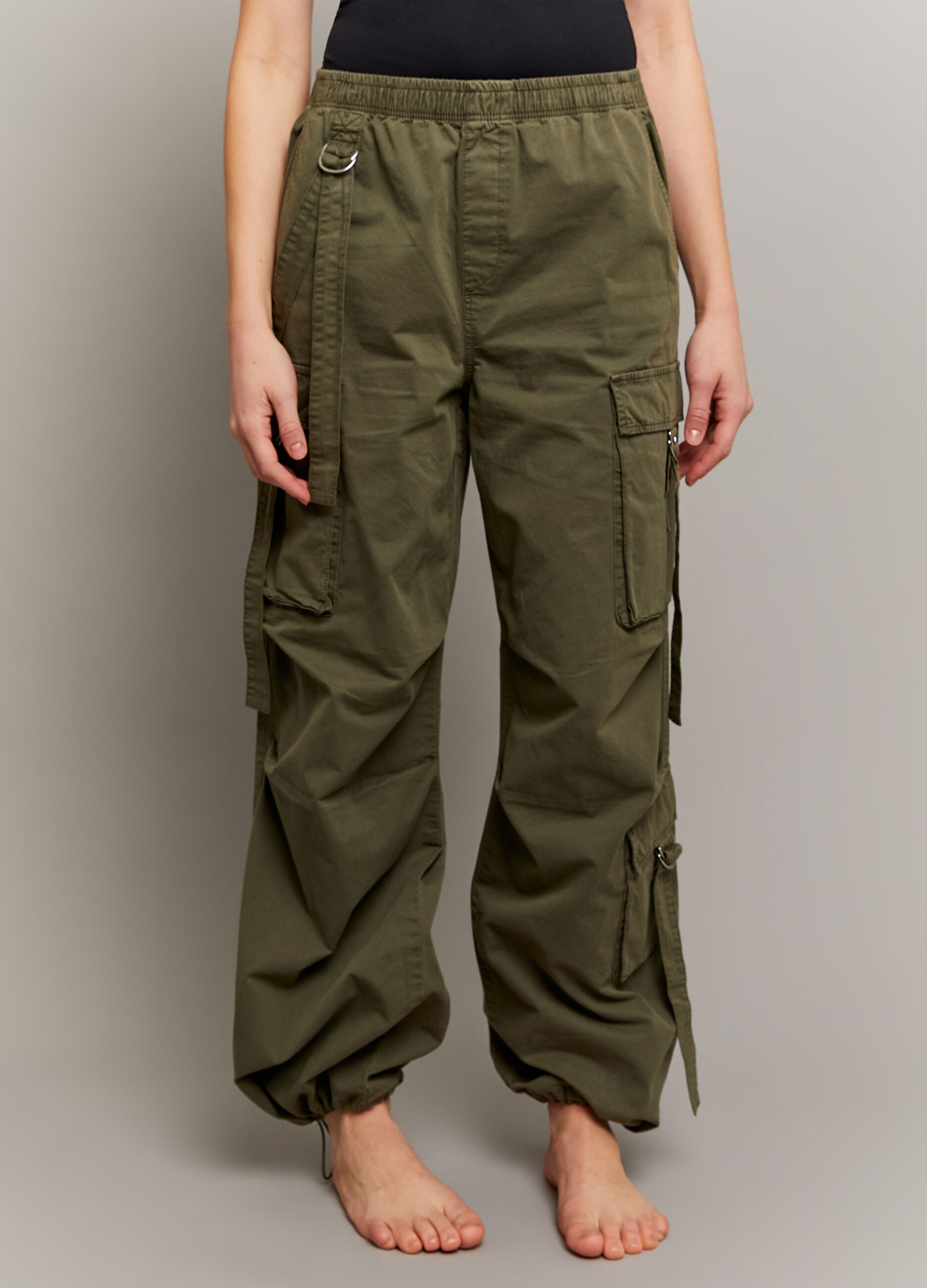 Cotton cargo parachute trousers