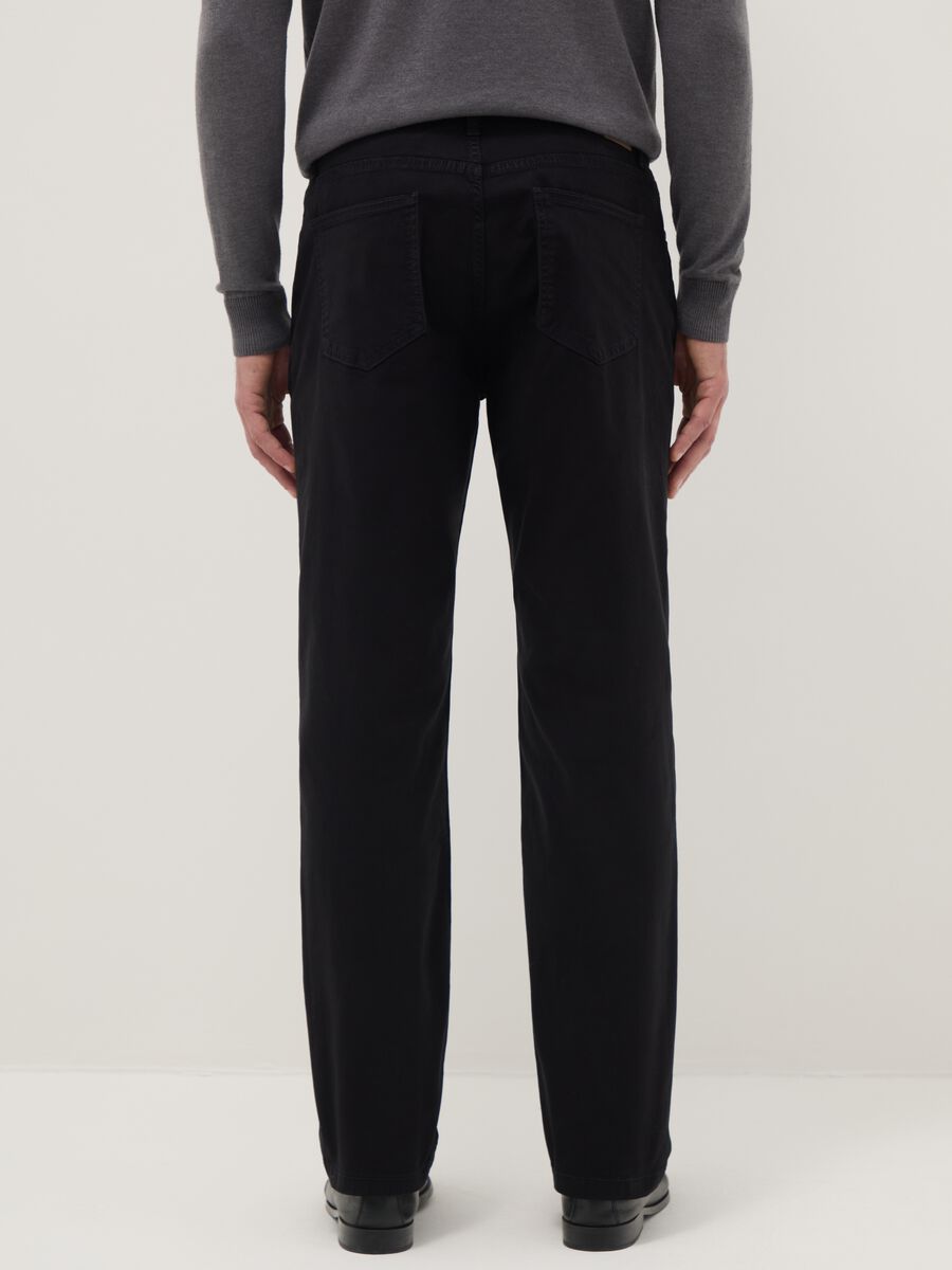 Black stretch cotton trousers regular fit_2