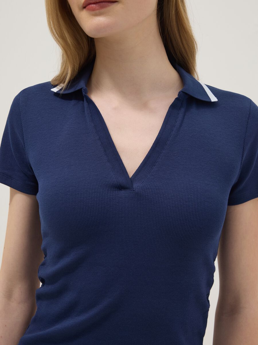 Plava polo majica kratkih rukava od rastezljivog pamuka, regular kroj_3