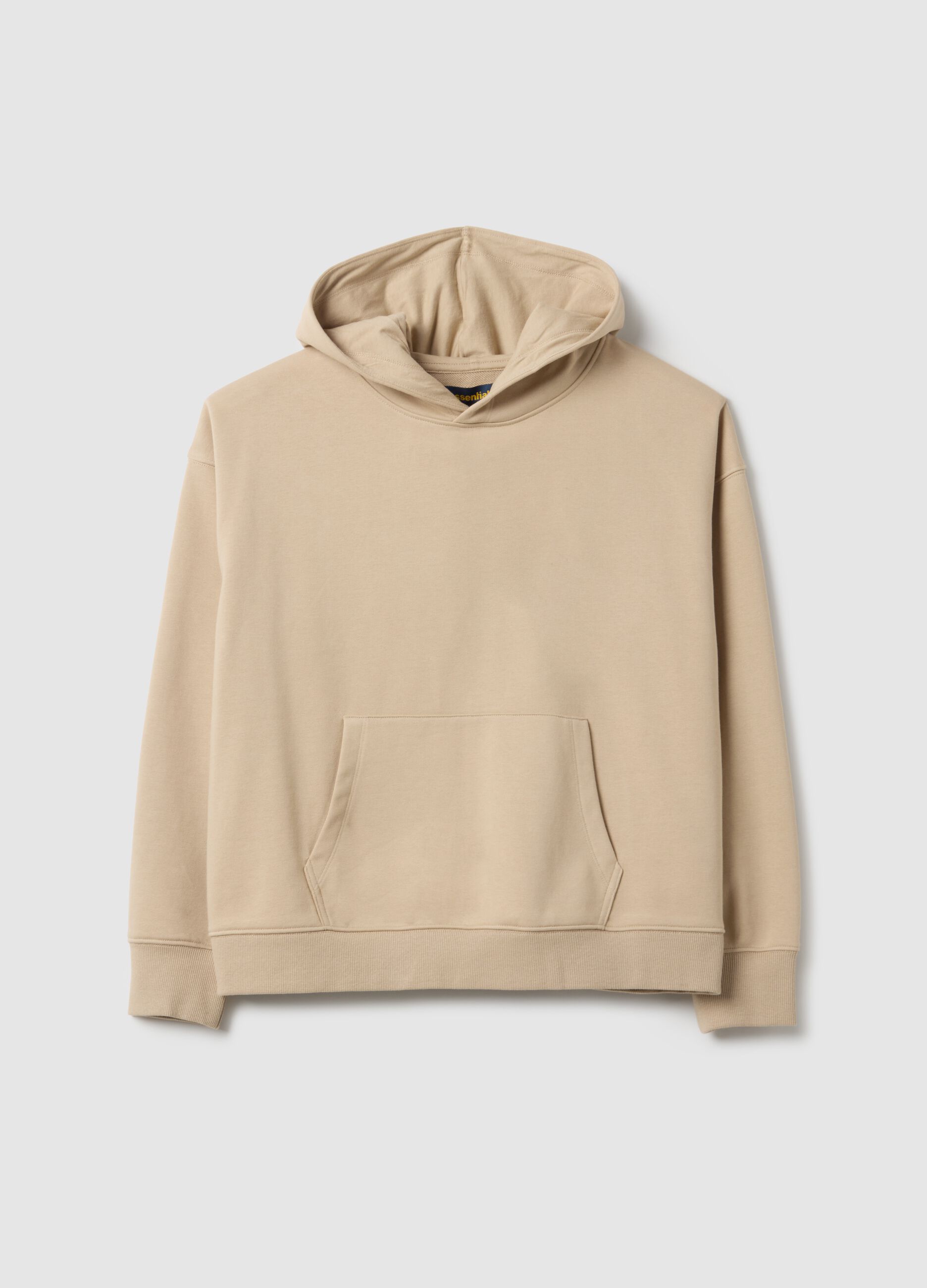 Beige regular fit cotton-blend hoodie