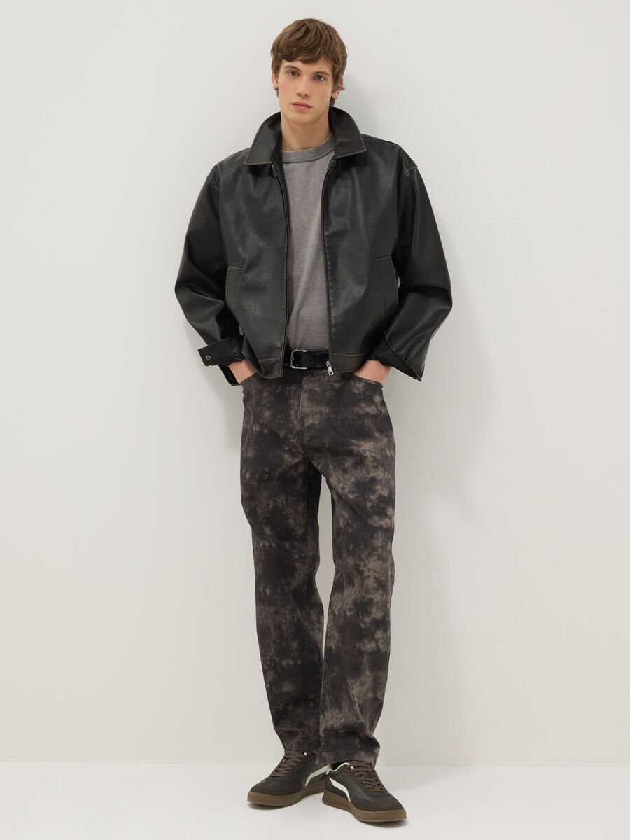 Black padded jacket oversized fit with zip_2