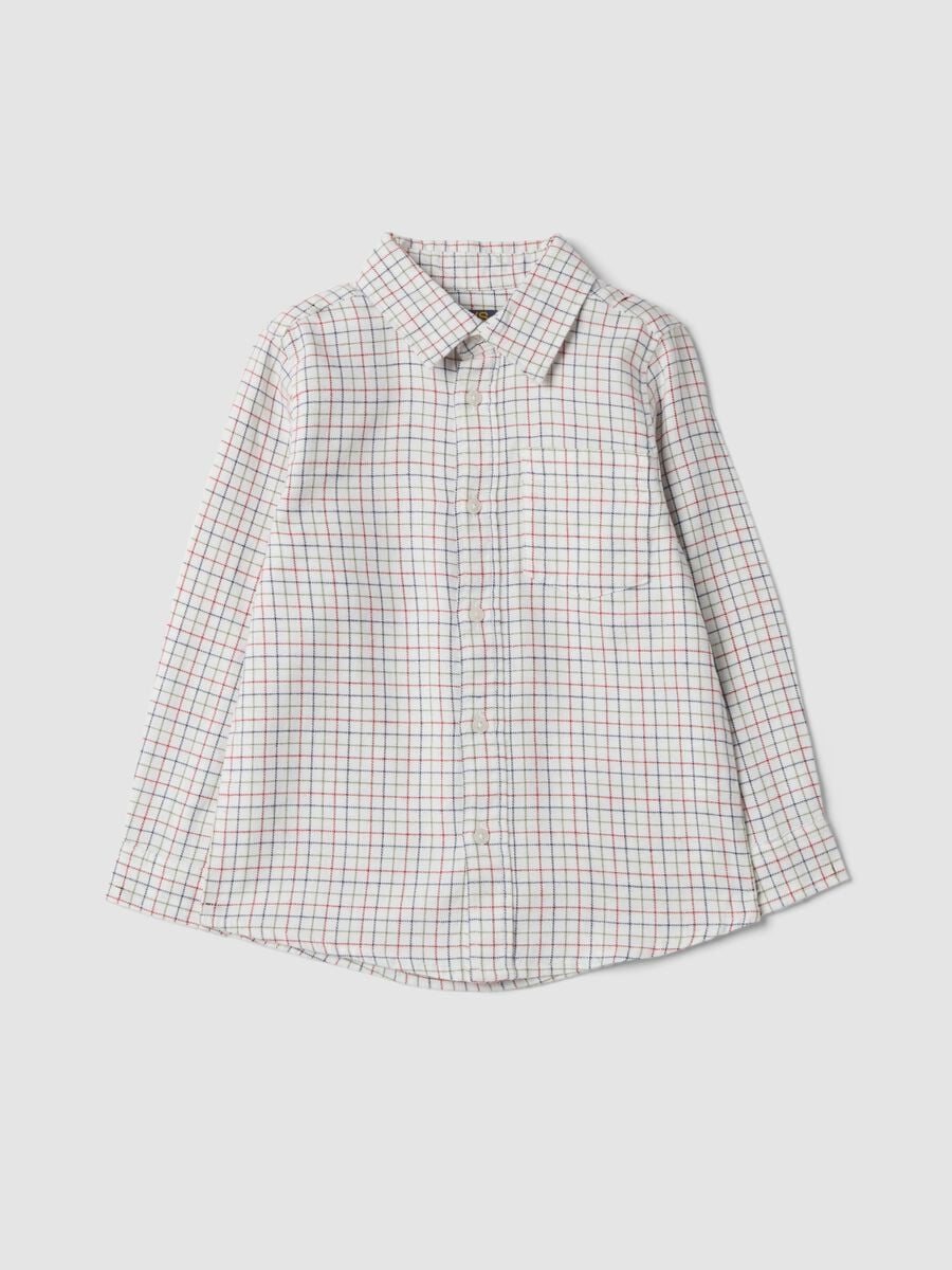 Camicia verde a quadri in puro cotone_0