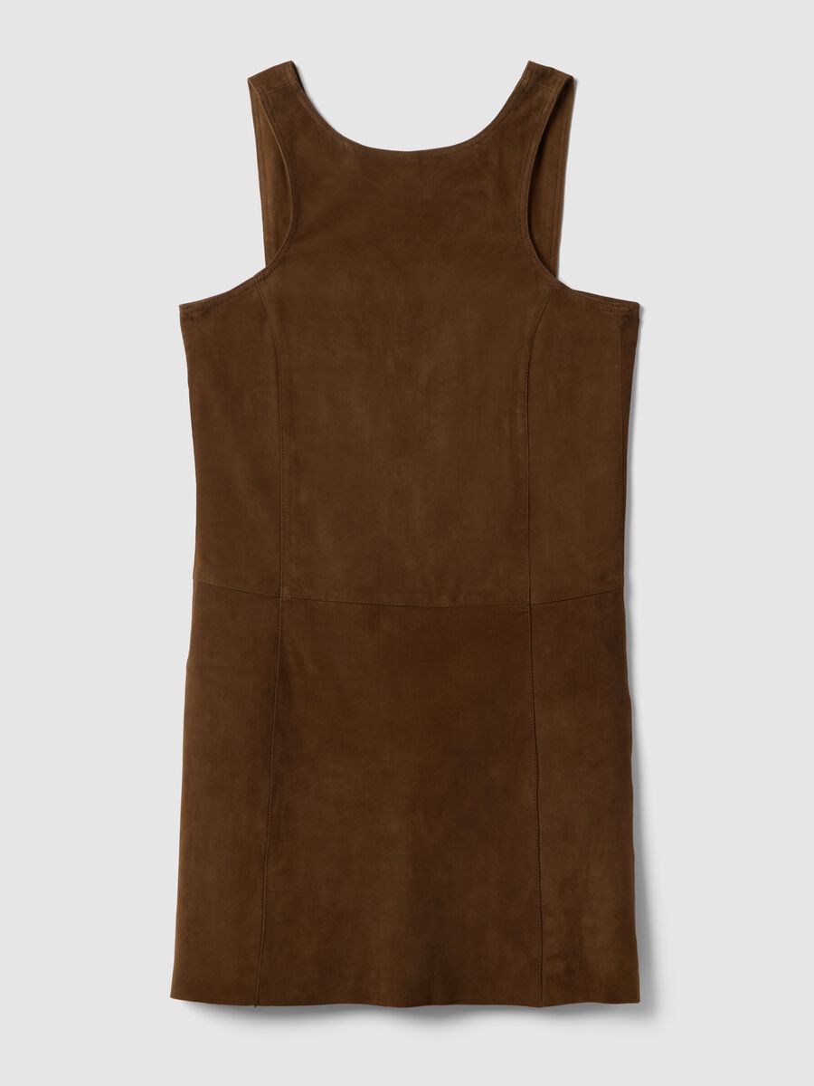 Sleeveless brown dress in genuine leather_4