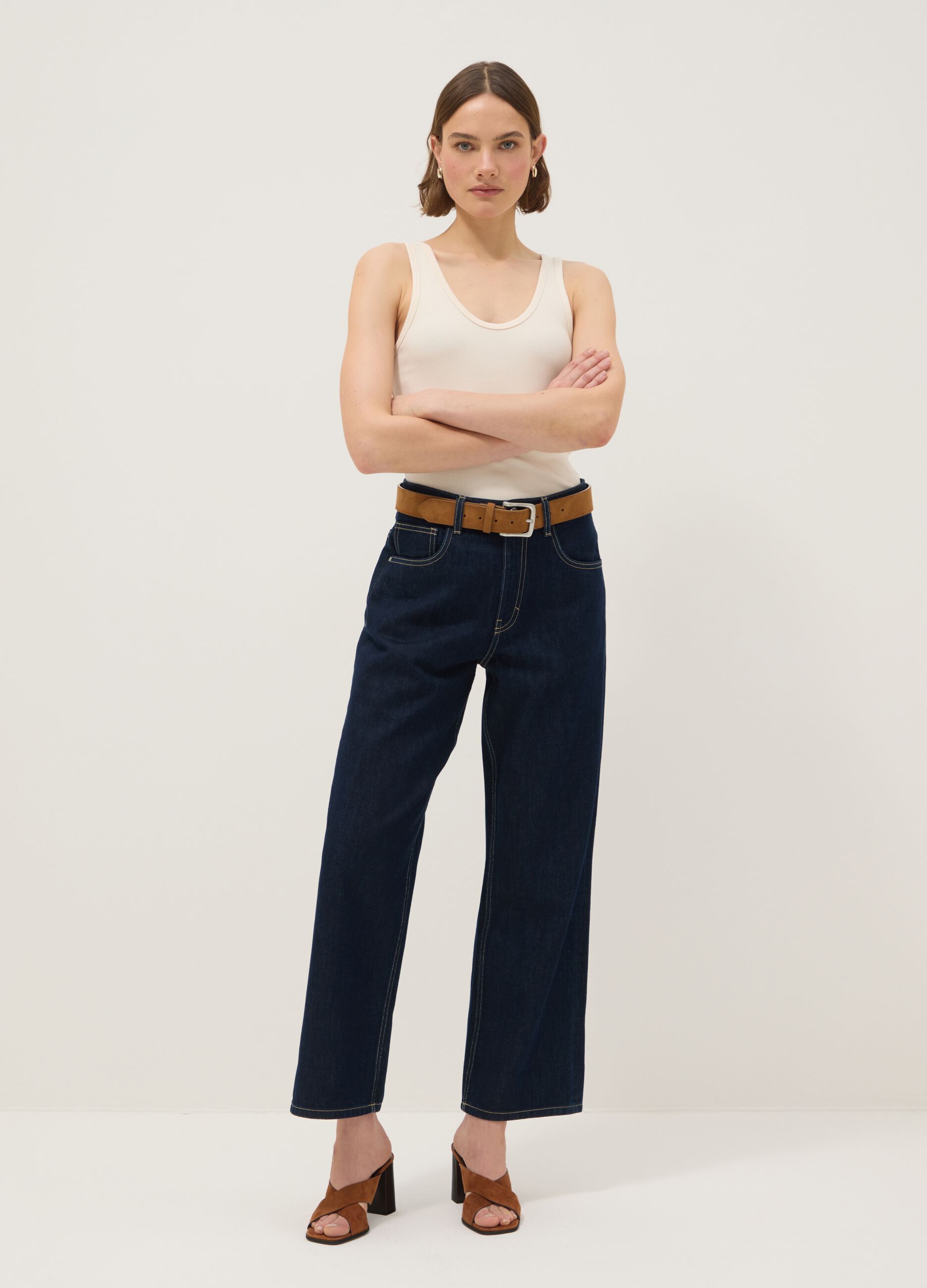 Pure cotton blue baggy fit jeans