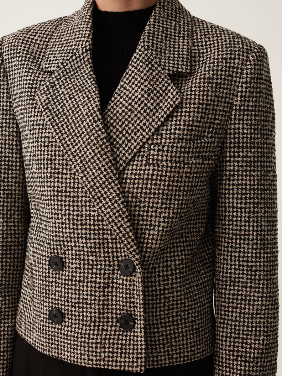 Double-breasted blazer in houndstooth tweed_3