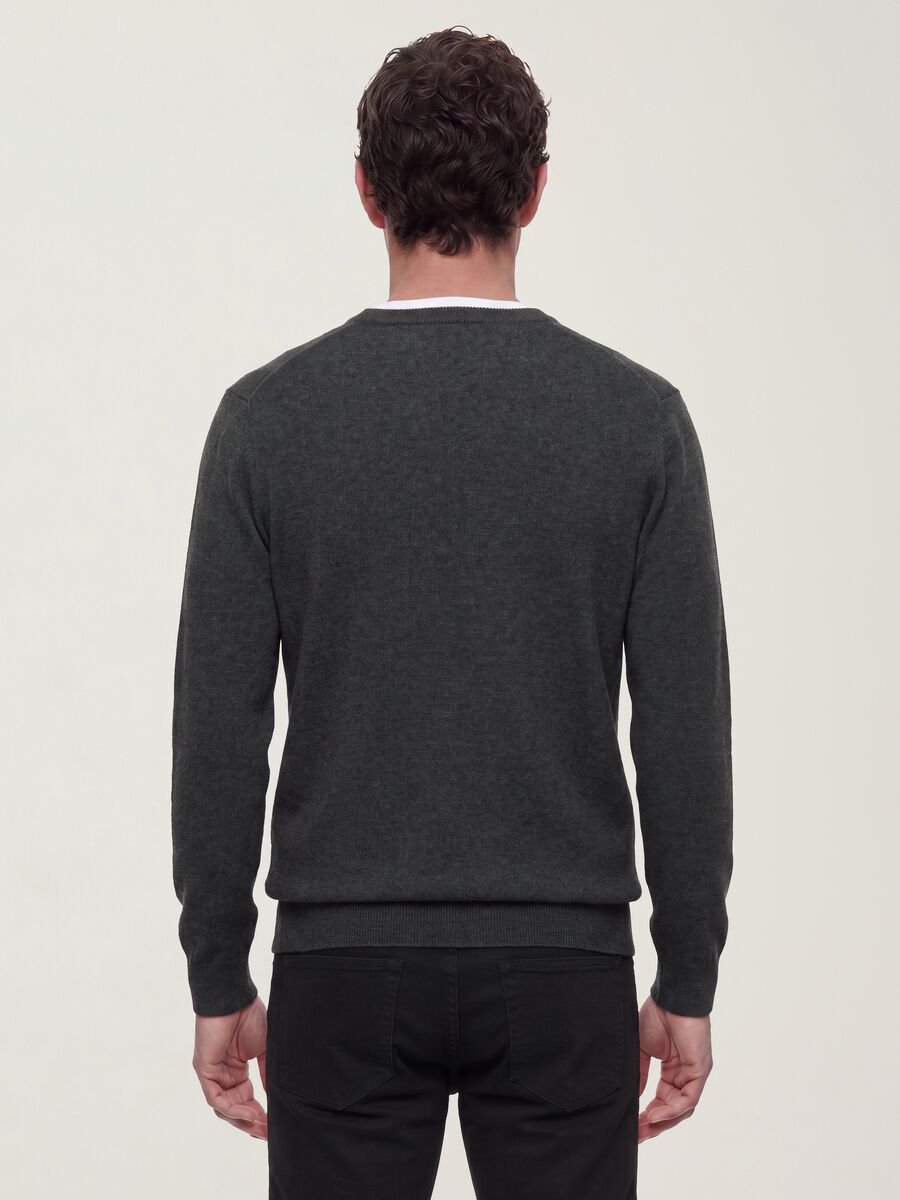 Grey crew-neck viscose-blend jumper, regular fit_3