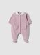 Pink organic cotton-blend baby sleepsuit with feet_0