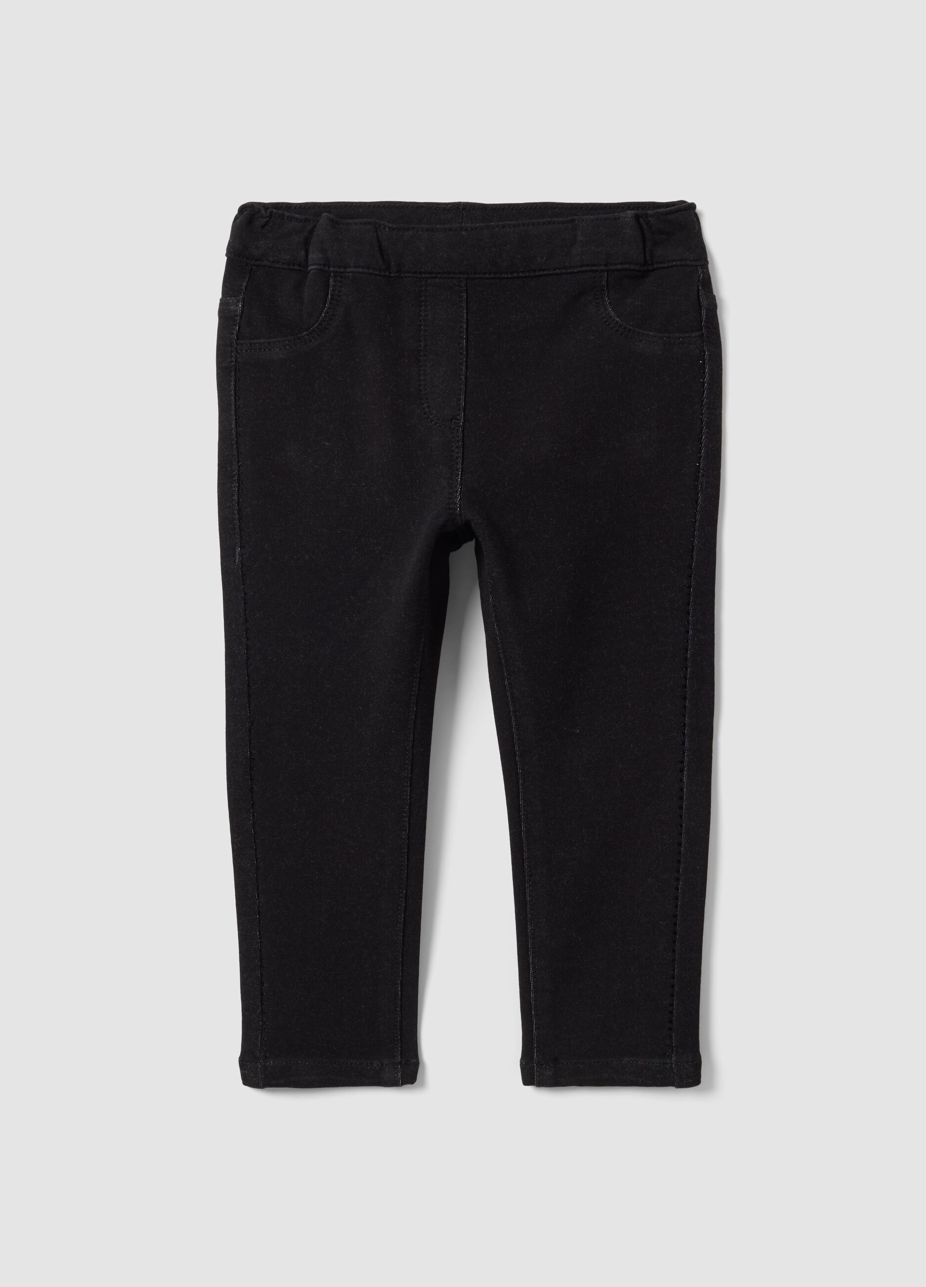 Jeggings neri in cotone elasticizzato skinny fit per bimba