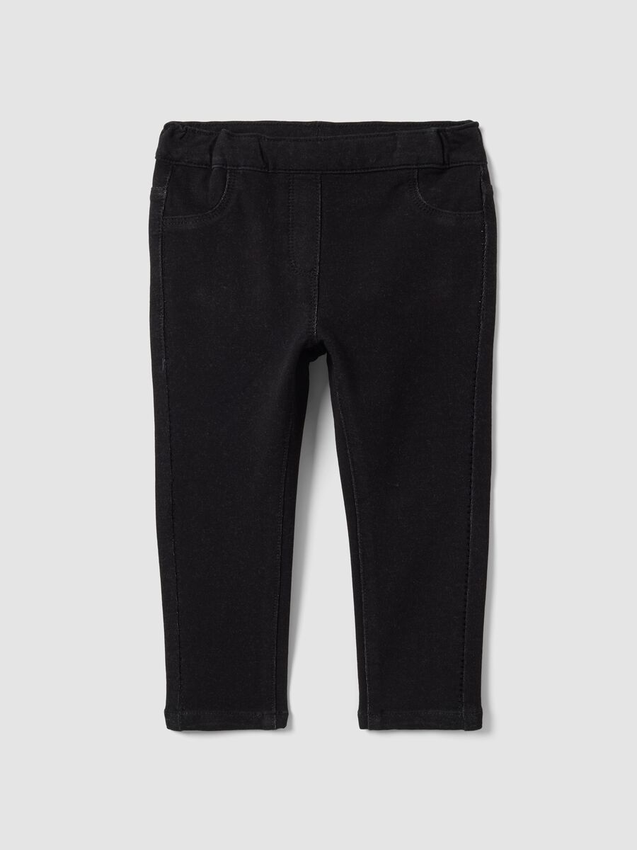 Jeggings neri in cotone elasticizzato skinny fit per bimba_0
