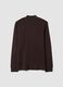 T-shirt marrone in puro cotone con collo rialzato strutturato_2