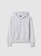 Grey pure cotton hoodie for girls, regular fit with zip_3