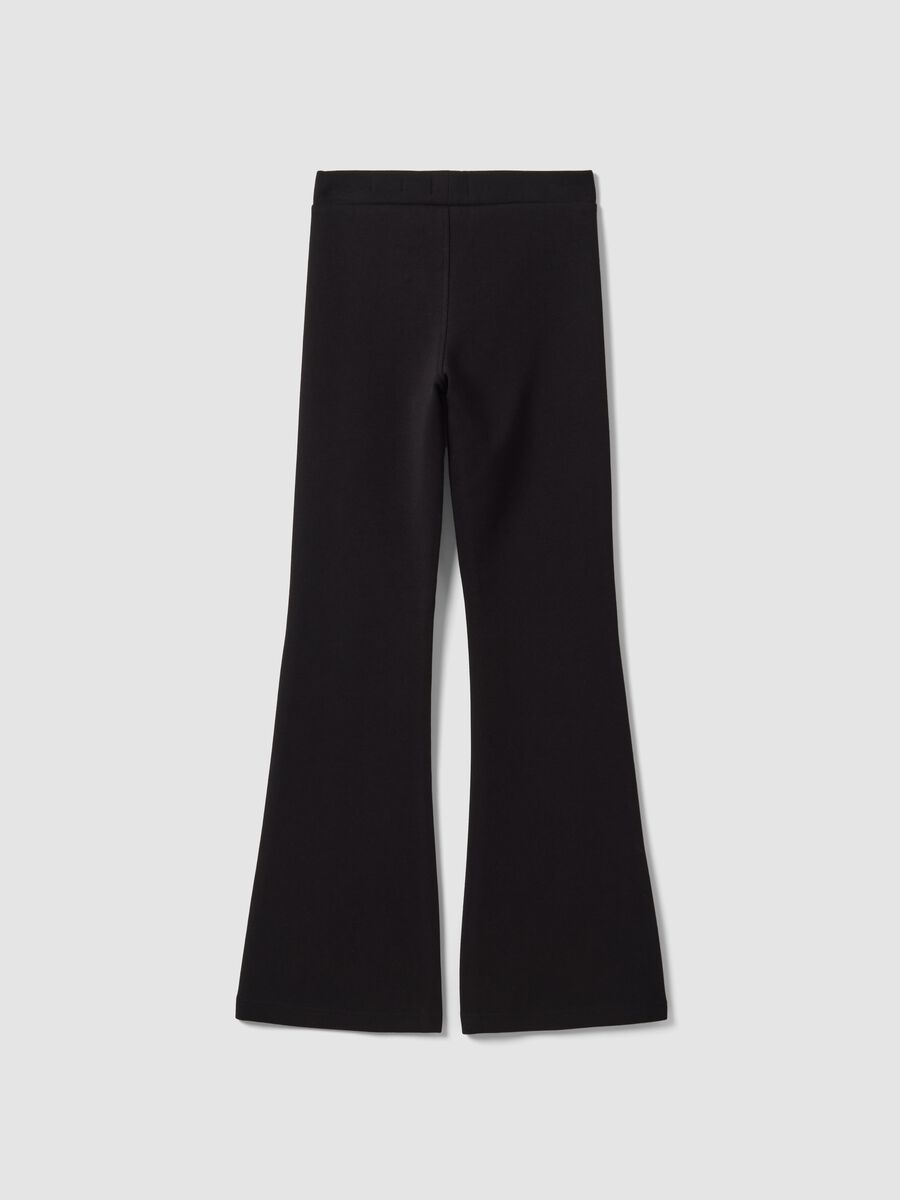 Black flared-fit stretch cotton leggings for girls_1
