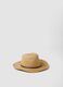 Beige fedora hat in pure paper fabric, unlined_0