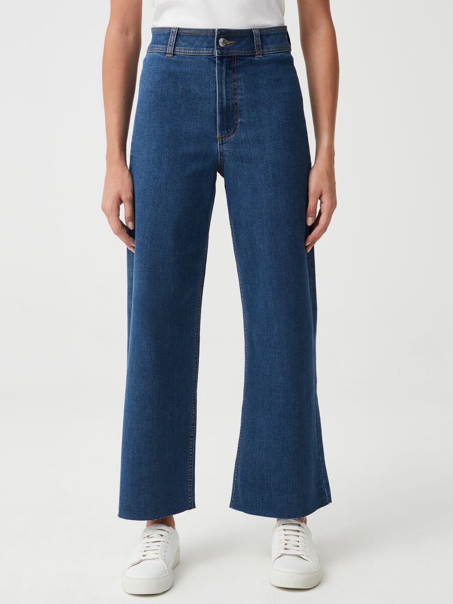 Wide-leg sailor jeans with raw edging_1