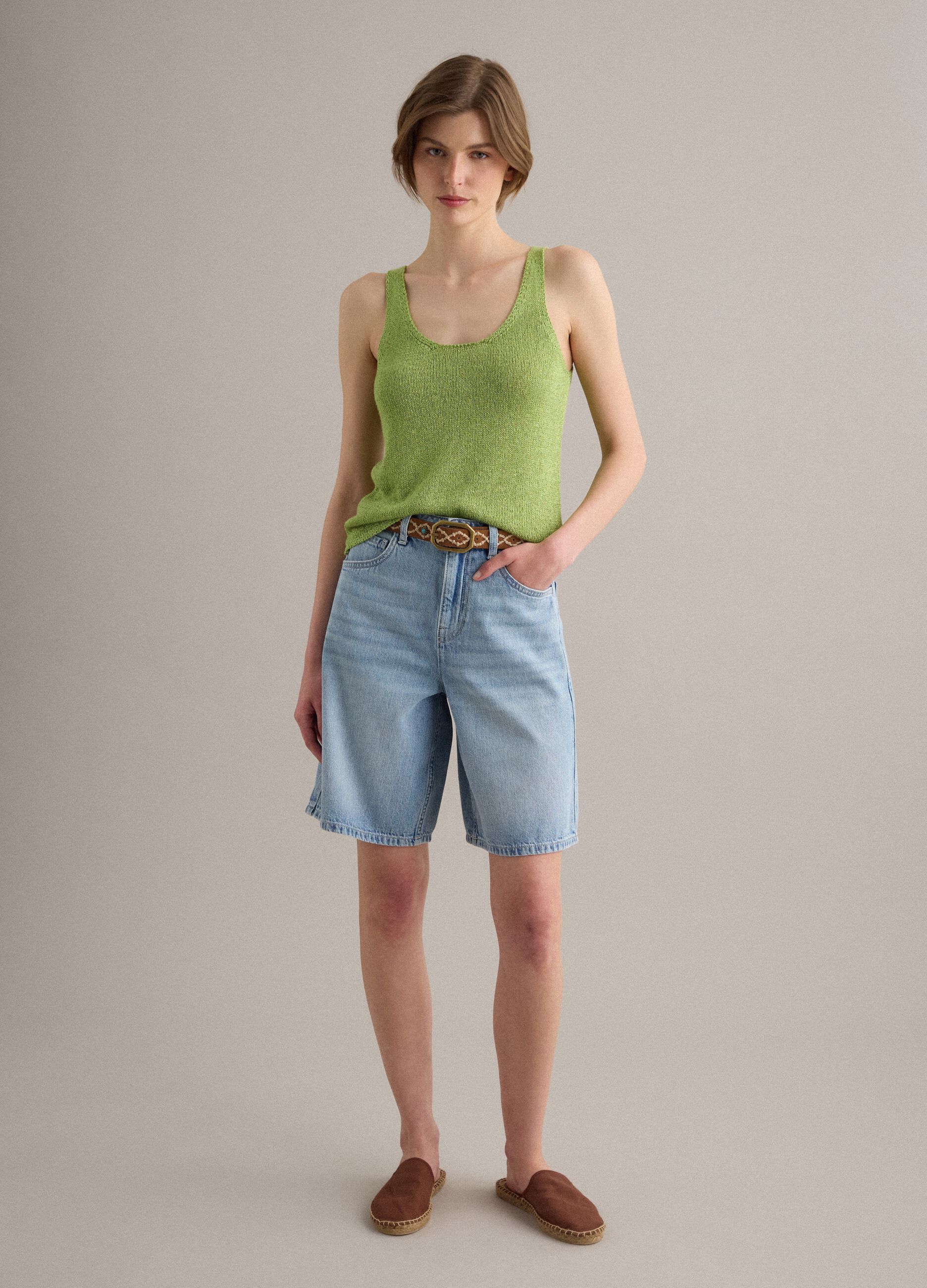 Gr&uuml;nes Glitzer-Tanktop aus Viskosemix, Regular Fit