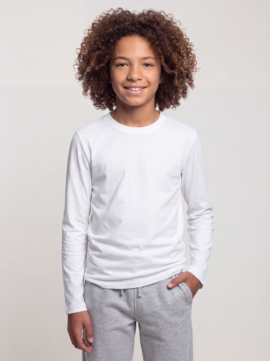 Wei&szlig;es Langarm-T-Shirt aus reiner Bio-Baumwolle, Regular Fit, f&uuml;r Jungen_1