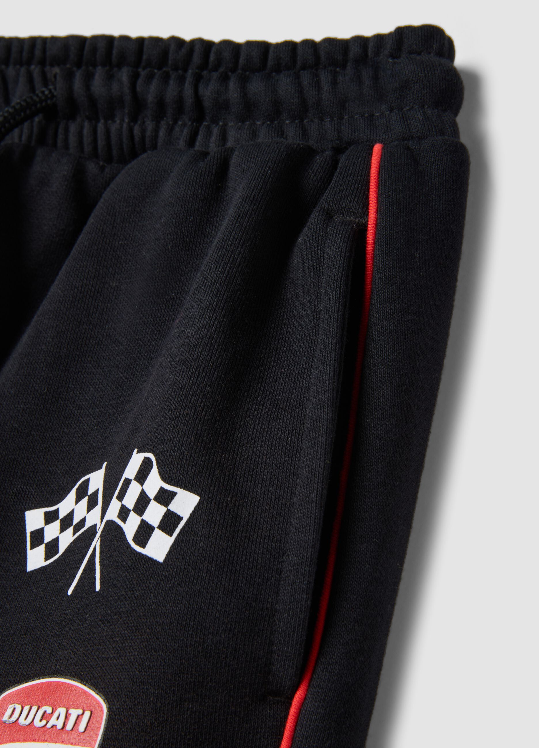 Pantaloni jogger neri in misto cotone con coulisse e logo Ducati