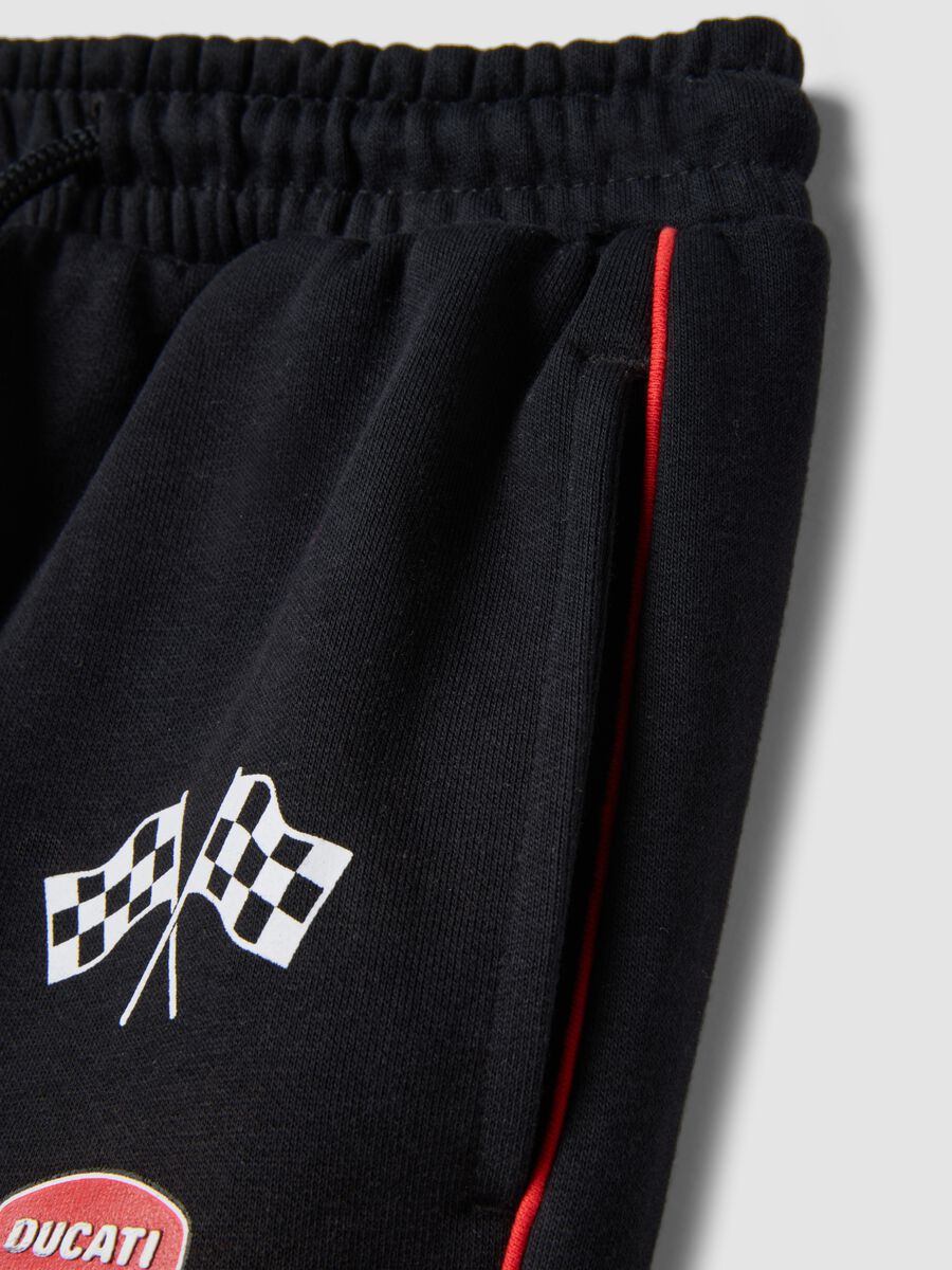 Pantaloni jogger neri in misto cotone con coulisse e logo Ducati_3