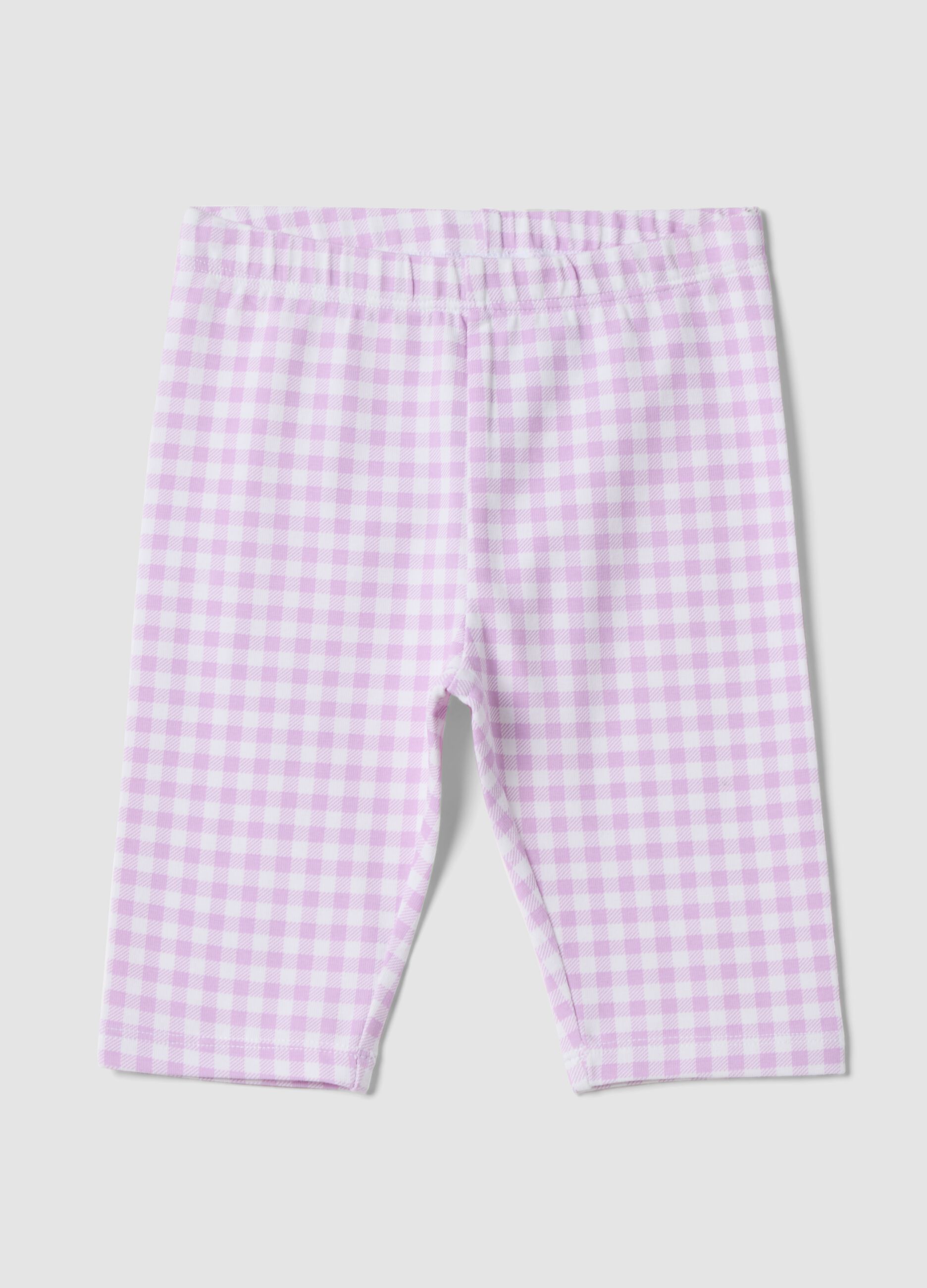 Girls&rsquo; multicolour check slim-fit stretch cotton leggings