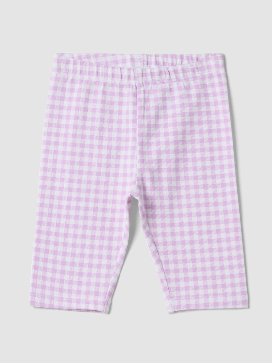 Girls&rsquo; multicolour check slim-fit stretch cotton leggings_0