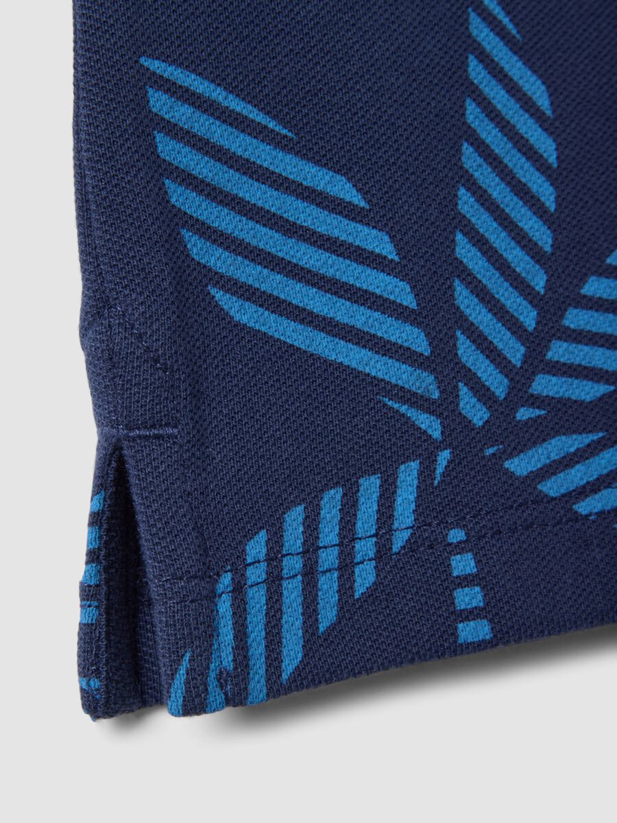 Boys&rsquo; blue pure cotton polo shirt, regular fit, with floral print_3