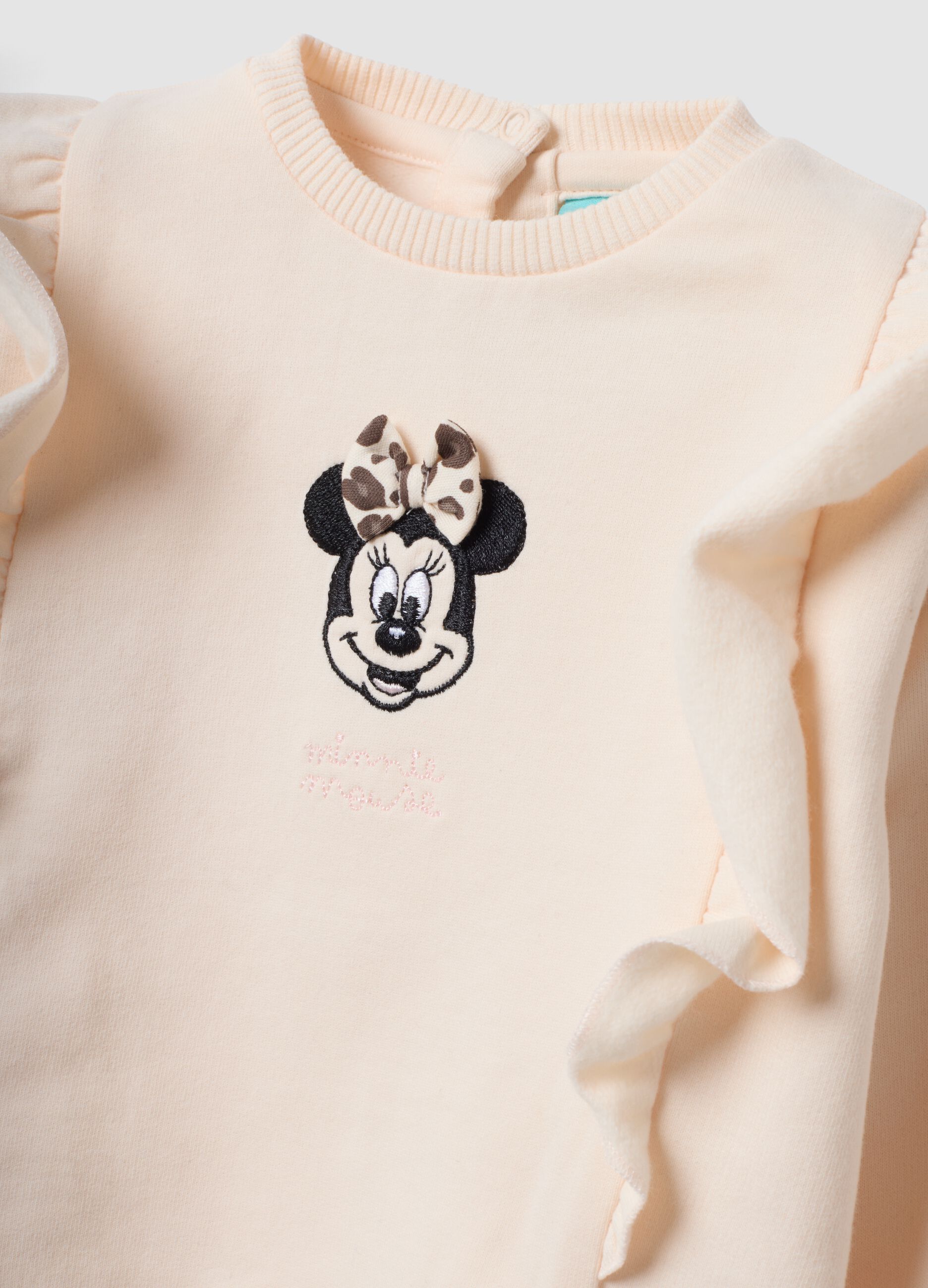 Completo multicolor in puro cotone organico con ricamo Minnie