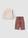 Beige and brown organic cotton-blend set with Bambi print_0