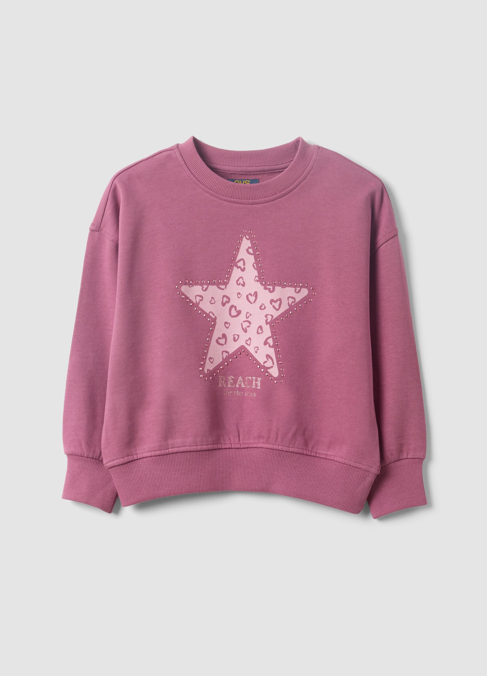 Sudadera morada de puro algod&oacute;n con estampado de estrella, corte regular para ni&ntilde;a