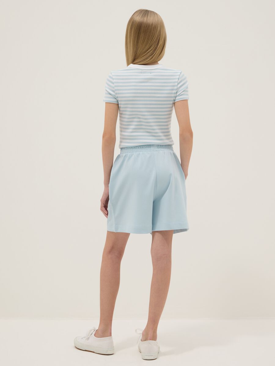 Girls' blue pure cotton oversized fit shorts_1