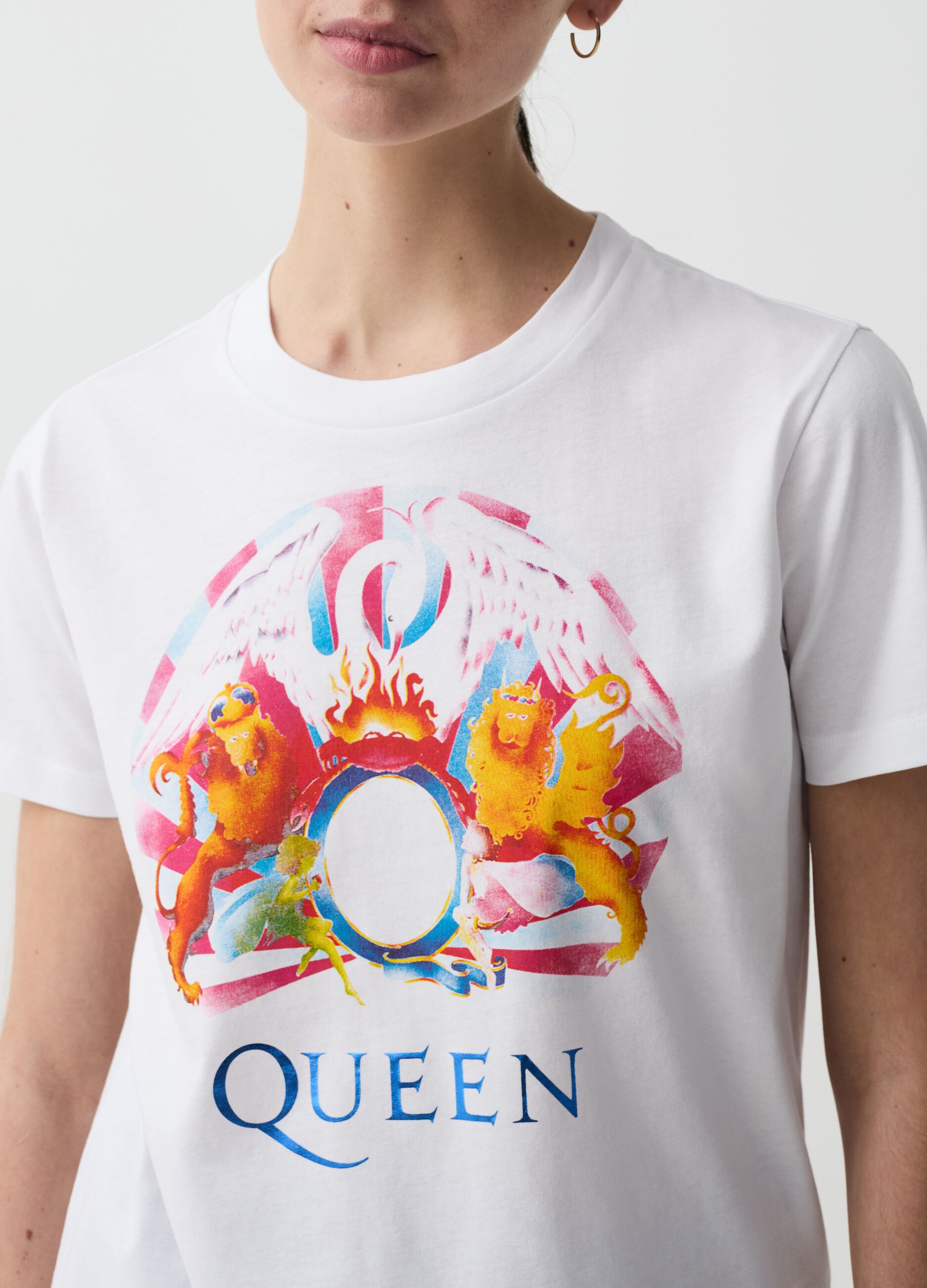 Camiseta con estampado Queen metalizado