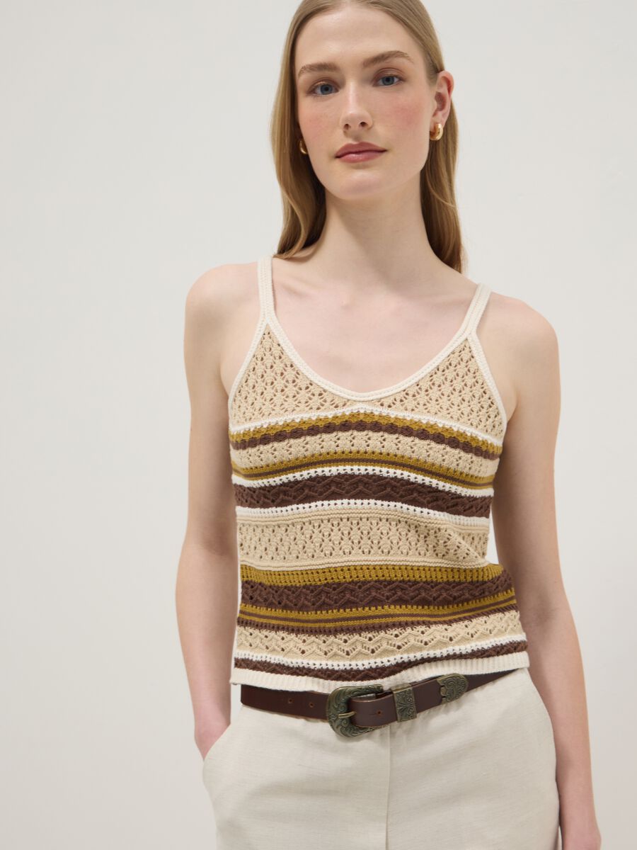 Multicolour pure cotton regular-fit knitted-texture top_1