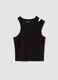 Black organic cotton tank top with asymmetric shoulder_3